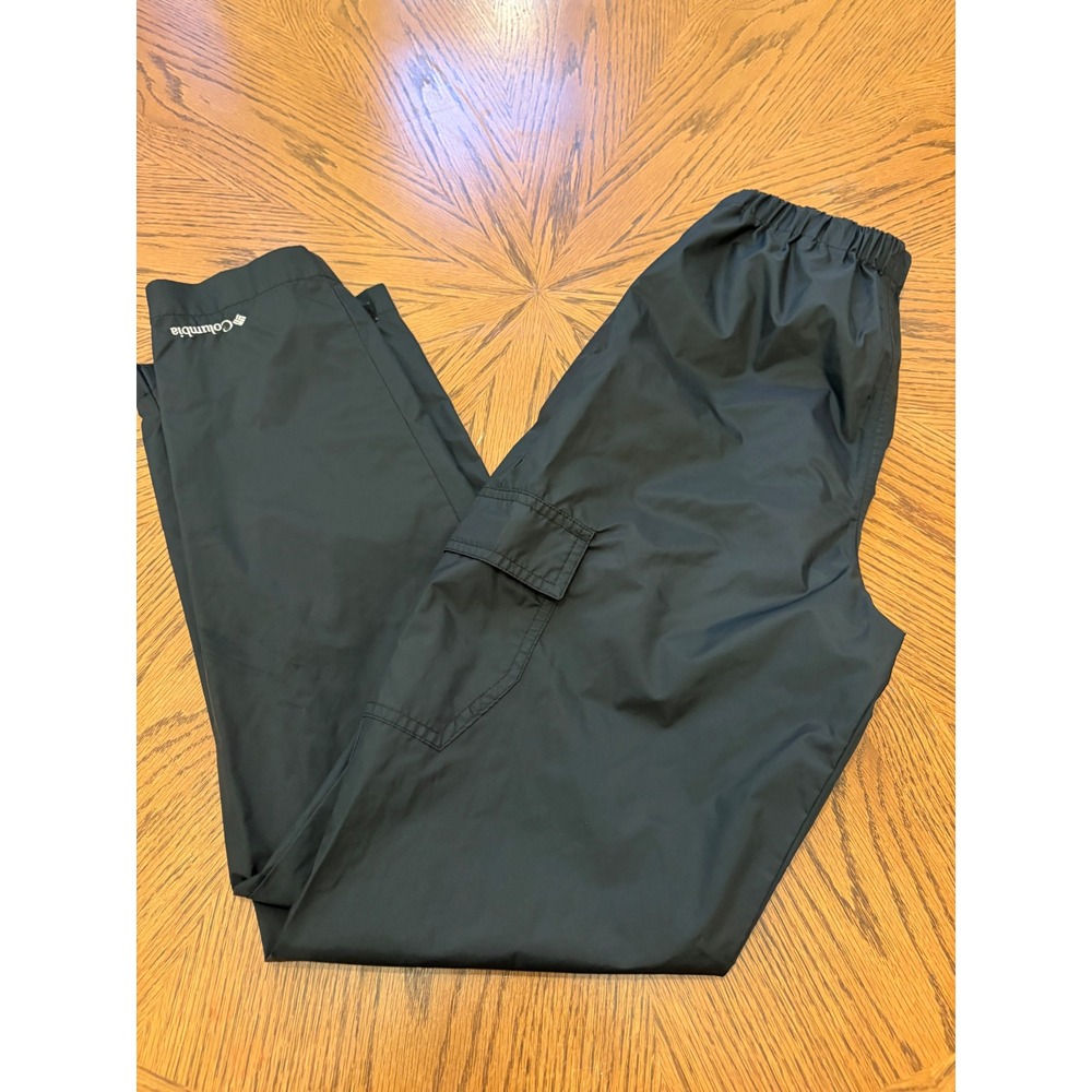 Columbia Kids Black Rain Pants Elastic Waist Cargo Pocket Outdoor‎ Size Large - Picture 2 of 10